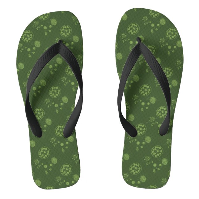 Aquatic Green Algae Dot Pattern Flip Flops (Footbed)