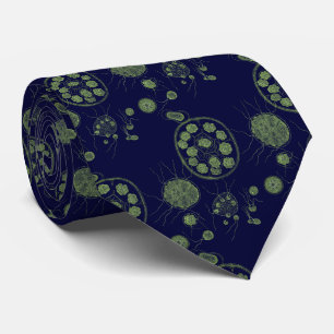 Aquatic Green Algae Pandorina Pattern Neck Tie
