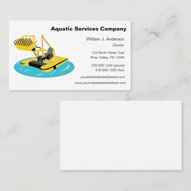 Aquatic Harvester Construction Vehicle Boat Custom Business Card (Front/Back)