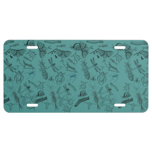 Aquatic Insects Macroinvertebrates Pattern Art License Plate