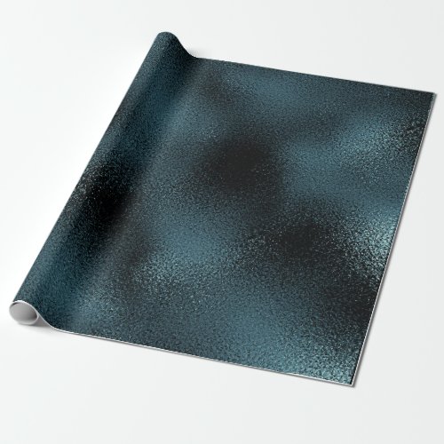 Aquatic Jungle Teal Blue Black Glass Glam Shiny Wrapping Paper