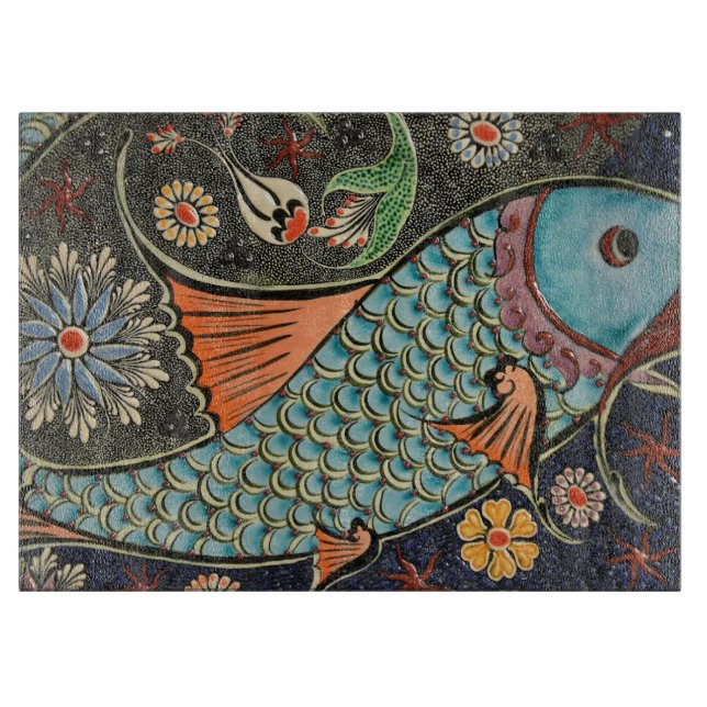 Aquatic Life Artistic Orient Ceramic Tiles Cutting Board (Front)