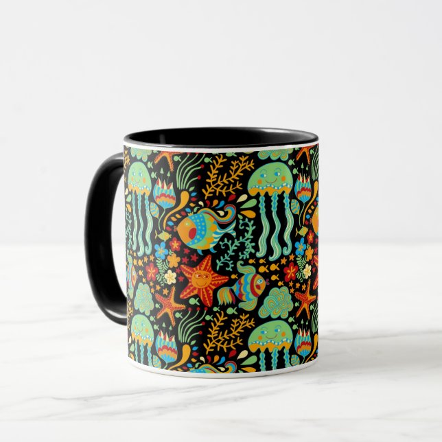 Aquatic Life Cartoon Style Mug (Front Left)
