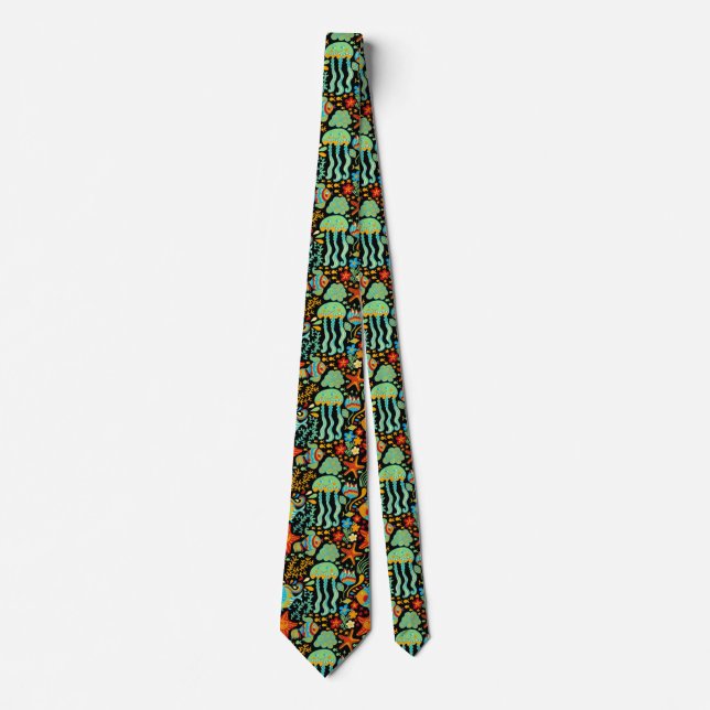 Aquatic Life Cartoon Style Neck Tie (Front)