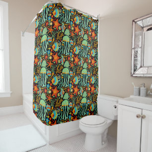 Aquatic Life Cartoon Style Shower Curtain