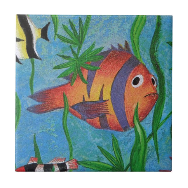 aquatic life ceramic tile (Front)