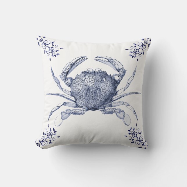 Aquatic Life Delftware ~ Common Crab Cushions (Front)