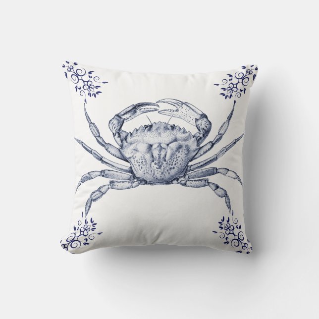 Aquatic Life Delftware ~ Green Crab Cushions (Front)