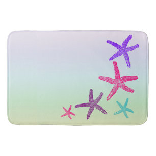 Aquatic Life Starfish In Pastel Colors Pattern Bath Mat