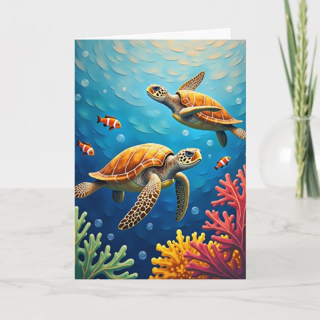 Aquatic Mothers Day Illustration Card (Front)