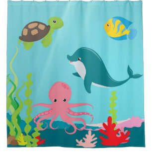 Aquatic Ocean Life Shower Curtain