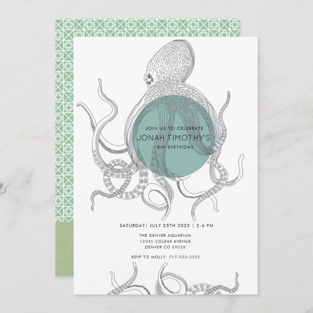 Aquatic Octopus | Birthday Invite (Front/Back)