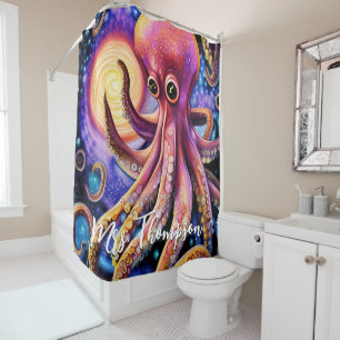 Aquatic Octopus Kraken Tentacles Personalized Name Shower Curtain