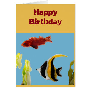 Aquatic Painting Fish Birthday Cards