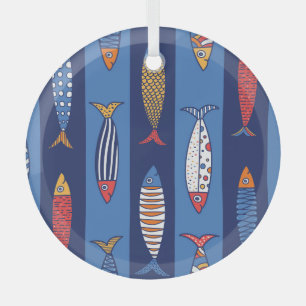 Aquatic Playtime: Kids' Fish Fantasy Glass Ornament