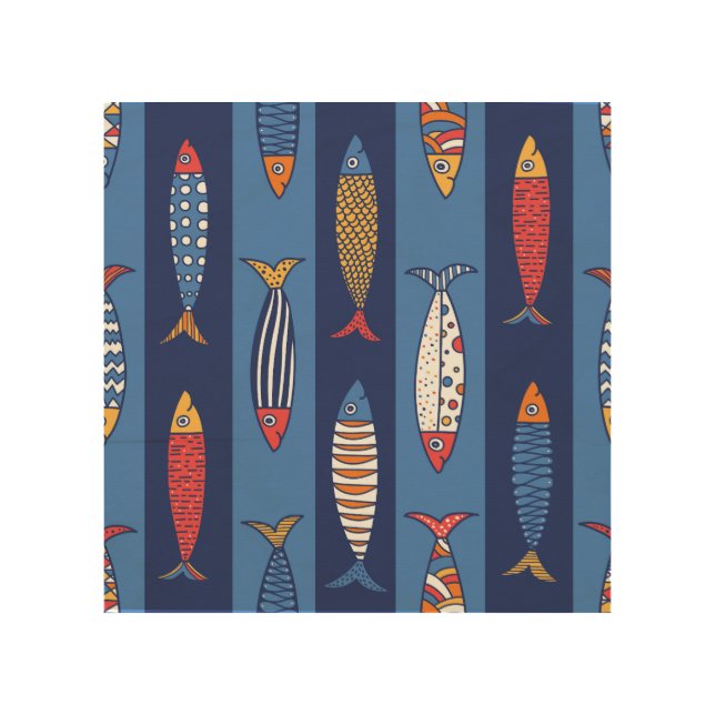 Aquatic Playtime: Kids' Fish Fantasy Wood Wall Art (Front)