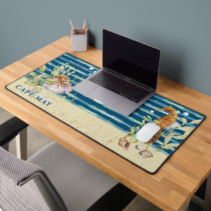 Aquatic Scene Seahorse & Shells, Editable Location Desk Mat