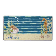 Aquatic Scene Seahorse & Shells, Editable Location