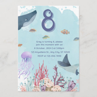 Aquatic Sea Animal Birthday Invitation