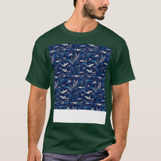 Aquatic Seamless Pattern Underwater Sea Life Ocean T-Shirt