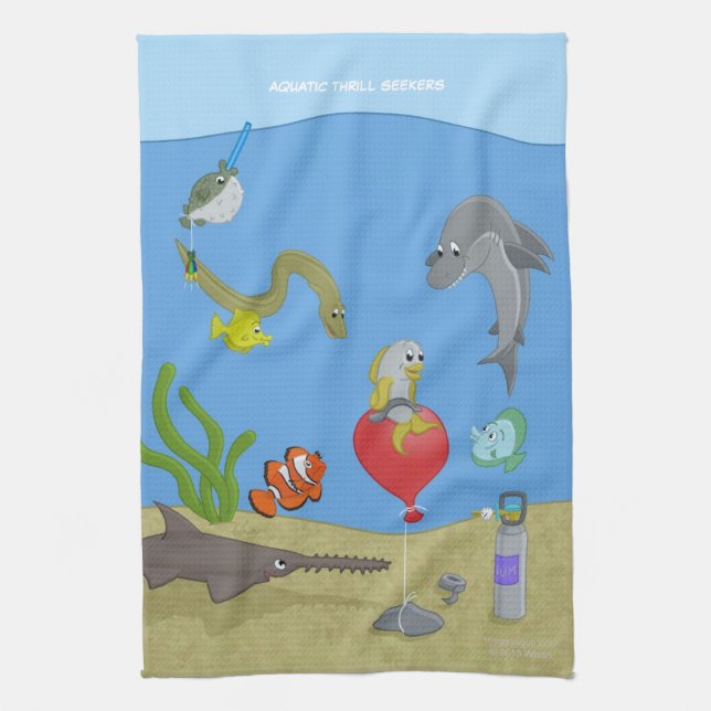 Aquatic Thrill Seekers Kitchen Towel (Vertical)