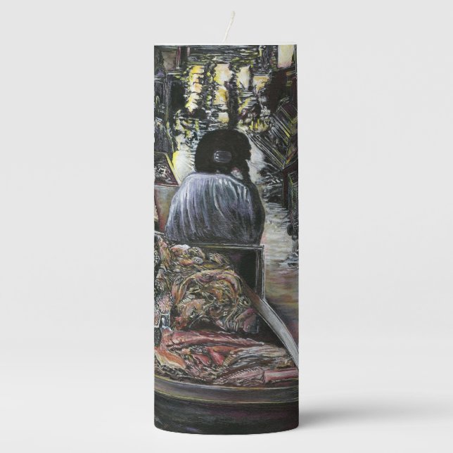 Aquatic, Yet Kiss with Desert Wind Pillar Candle (Front)