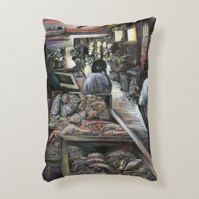 Aquatic, yet kissed with Desert Wind, Jerusalem Accent Pillow (Front(Vertical))