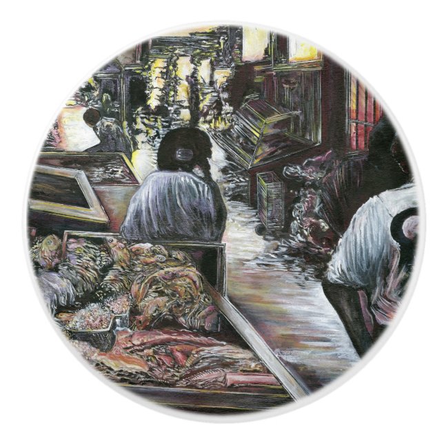 Aquatic, yet kissed with Desert Wind, Jerusalem Ceramic Knob (Front)