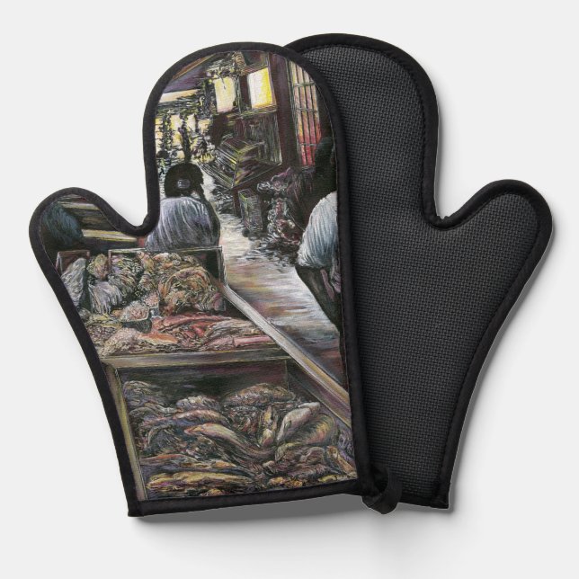 Aquatic, yet kissed with Desert Wind, Jerusalem Oven Mitt (Front/Back)