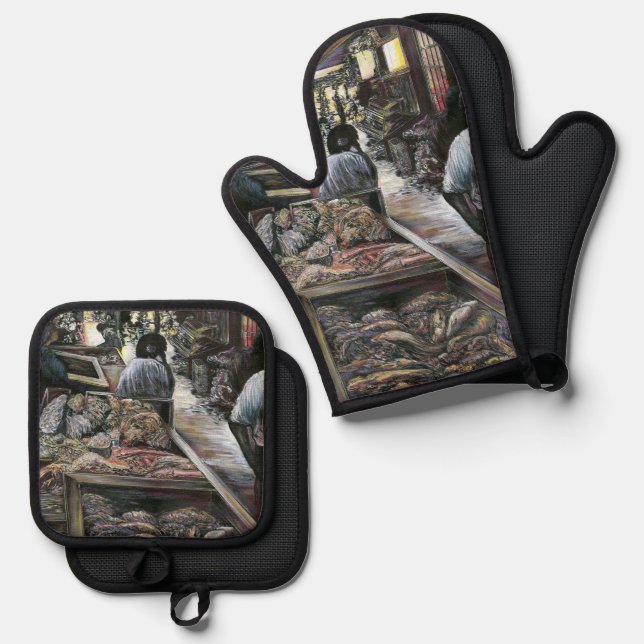 Aquatic, yet kissed with Desert Wind, Jerusalem Oven Mitt & Pot Holder Set (Front/Back)