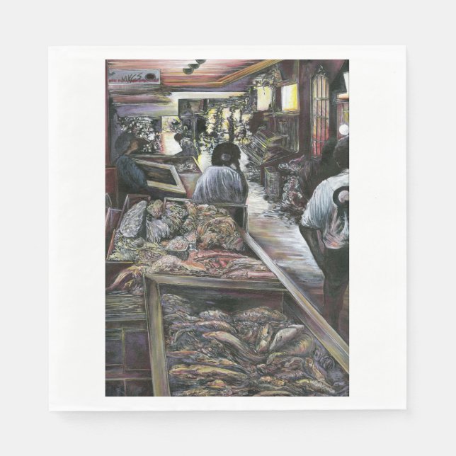 Aquatic, yet kissed with Desert Wind, Jerusalem Paper Napkins (Front)