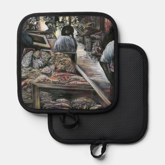 Aquatic, yet kissed with Desert Wind, Jerusalem Pot Holder (Front/Back)