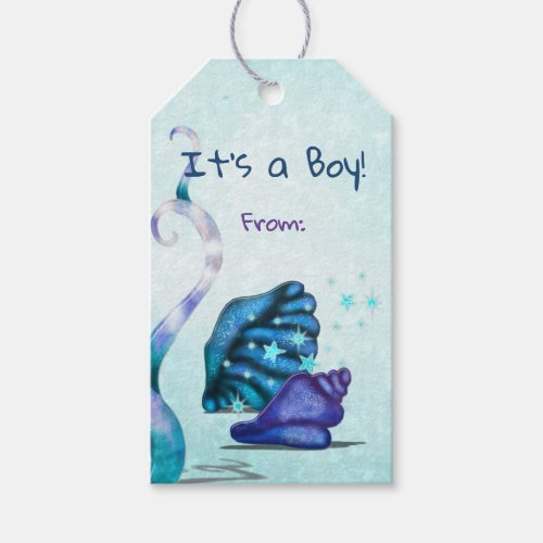 Aquatica 3D Whimsey ITS A BOY Baby Shower Gift Tags