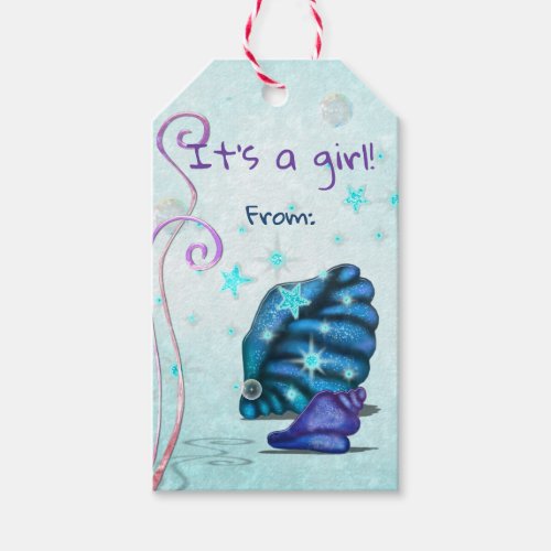 Aquatica 3D Whimsey ITS A GIRL Baby Shower Gift Tags