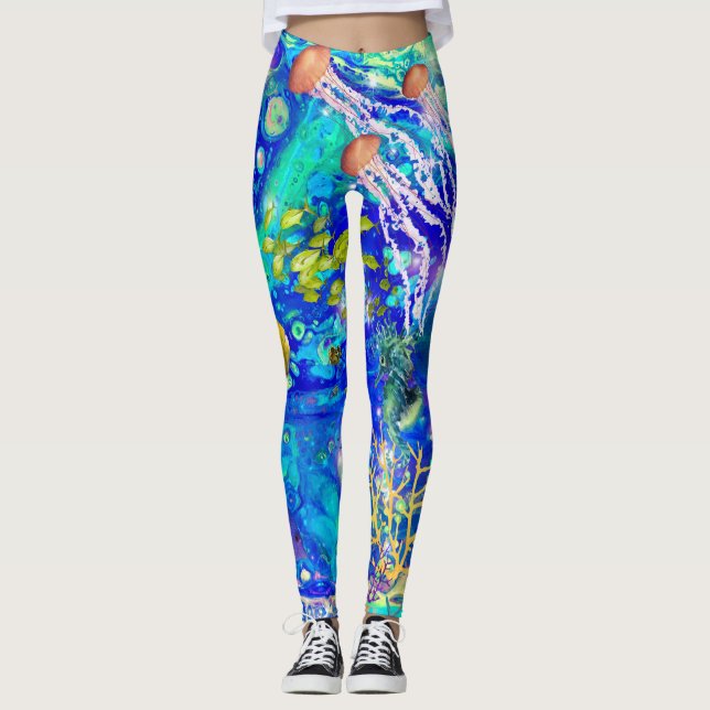 Aquatica leggings, ocean leggings, beach leggings, leggings (Front)