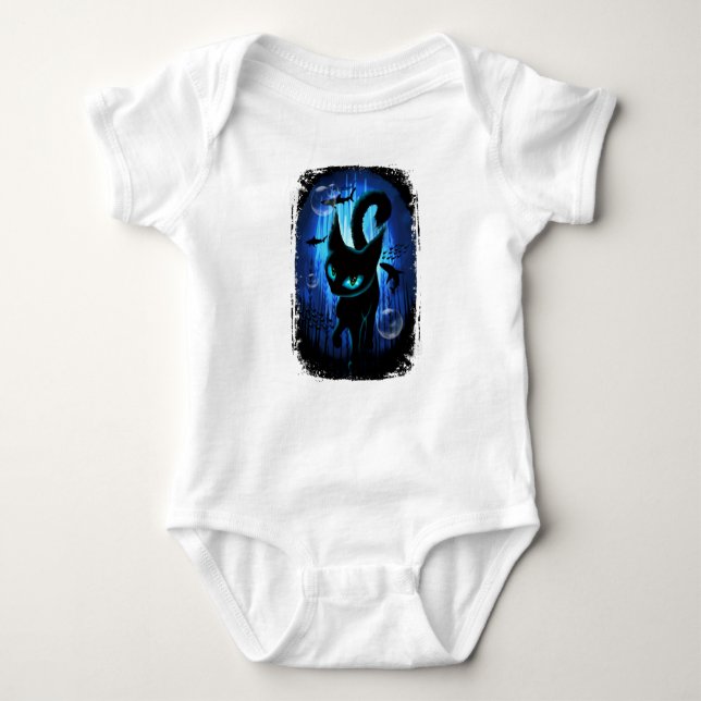 Aquaticat - Surreal Cat in Deep Ocean Fantasy Baby Bodysuit (Front)