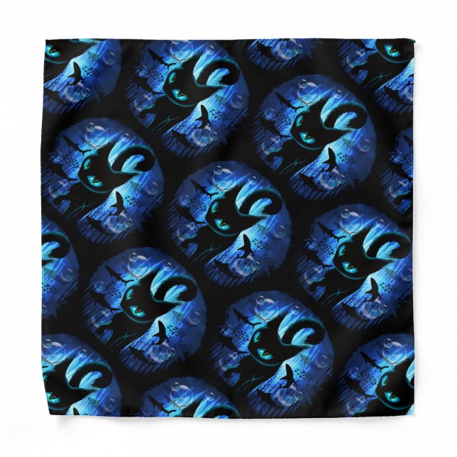 Aquaticat - Surreal Cat in Deep Ocean Fantasy Bandana (Front)
