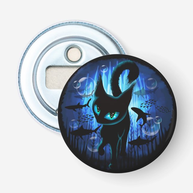 Aquaticat - Surreal Cat in Deep Ocean Fantasy Bottle Opener (Front)