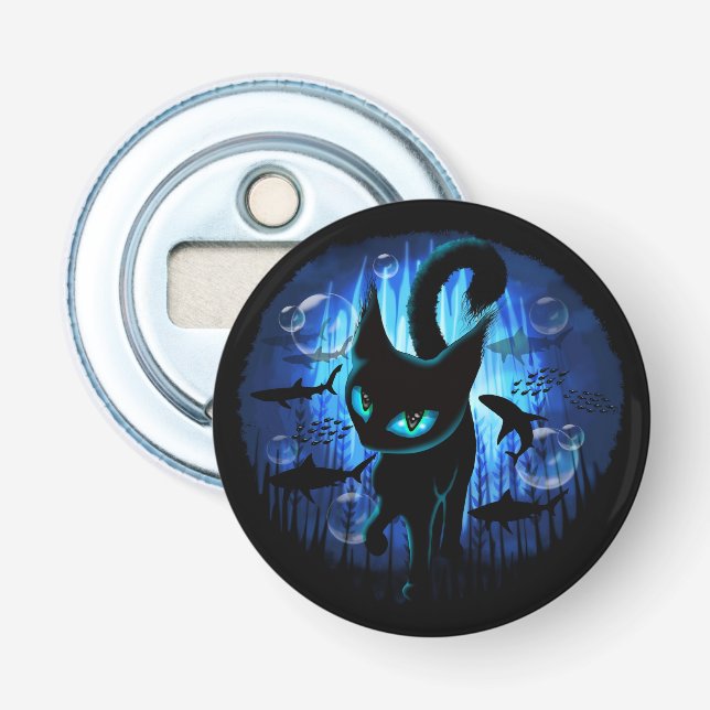 Aquaticat - Surreal Cat in Deep Ocean Fantasy Bottle Opener (Front)