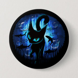 Aquaticat - Surreal Cat in Deep Ocean Fantasy Button