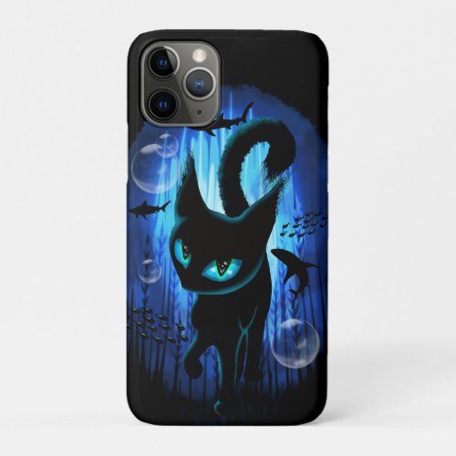 Aquaticat _ Surreal Cat in Deep Ocean Fantasy iPhone 11 Pro Case
