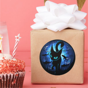 Aquaticat - Surreal Cat in Deep Ocean Fantasy Classic Round Sticker