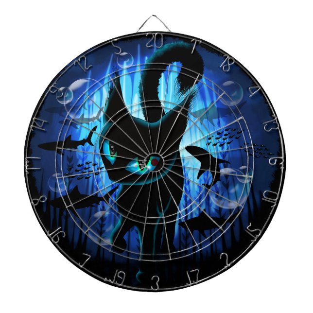 Aquaticat - Surreal Cat in Deep Ocean Fantasy Dart Board (Front)