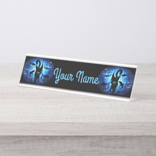 Aquaticat _ Surreal Cat in Deep Ocean Fantasy Desk Name Plate