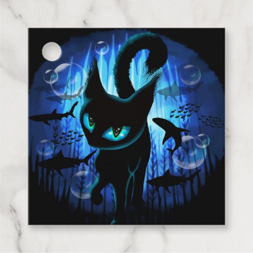 Aquaticat _ Surreal Cat in Deep Ocean Fantasy Favor Tags