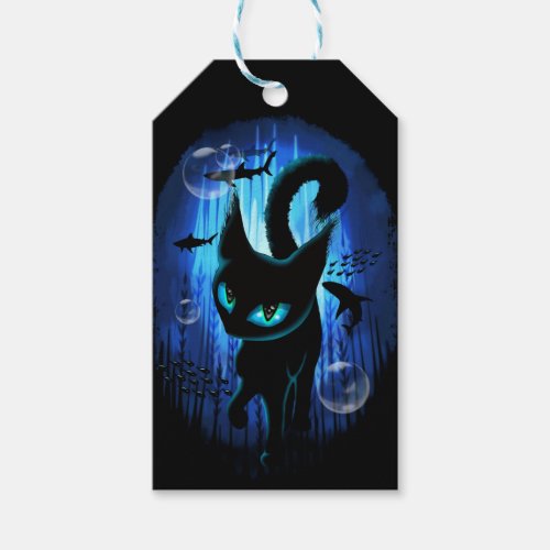 Aquaticat _ Surreal Cat in Deep Ocean Fantasy Gift Tags