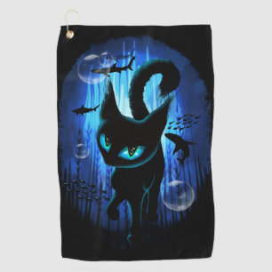 Aquaticat - Surreal Cat in Deep Ocean Fantasy Golf Towel
