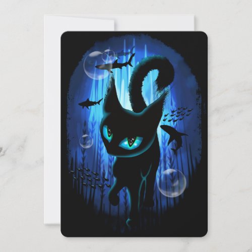 Aquaticat _ Surreal Cat in Deep Ocean Fantasy Invitation