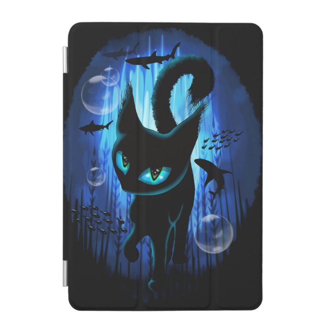 Aquaticat - Surreal Cat in Deep Ocean Fantasy iPad Mini Cover (Front)