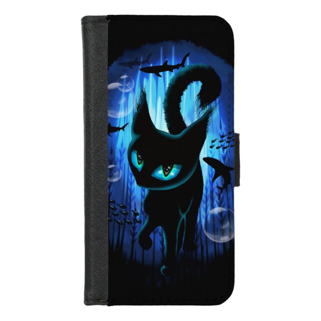 Aquaticat - Surreal Cat in Deep Ocean Fantasy iPhone Wallet Case (Front)